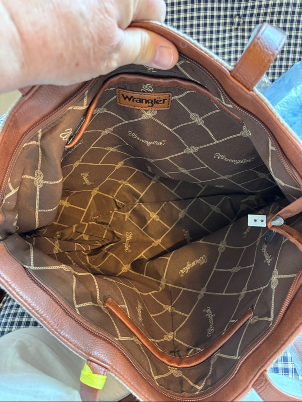 Wrangler Beige and Brown Striped Canvas Tote - Picture 8 of 8
